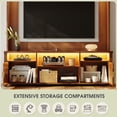 thumbnail image 3 of EnHomee 70"TV Stand with LED Lights & Charging Station,Modern Entertainment Center with 4 Shelves & 2 Magnetic Doors for Spacious Living Room Storage,Wood,Walnut Brown, 3 of 10