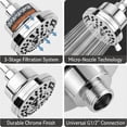 thumbnail image 3 of Topkech Filtered Shower Head High Pressure, Rain Shower Head with Filter for Hard Water, Water Softener Showerhead with Beads to Remove Chlorine & Fluoride, Chrome, 3 of 9