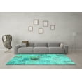 thumbnail image 3 of Ahgly Company Machine Washable Indoor Rectangle Patchwork Turquoise Blue Transitional Area Rugs, 2' x 5', 3 of 4