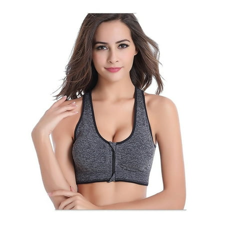 Women s Zip Front Sports Bra Wireless Post-Surgery Bra Light Active Yoga Sports Bras