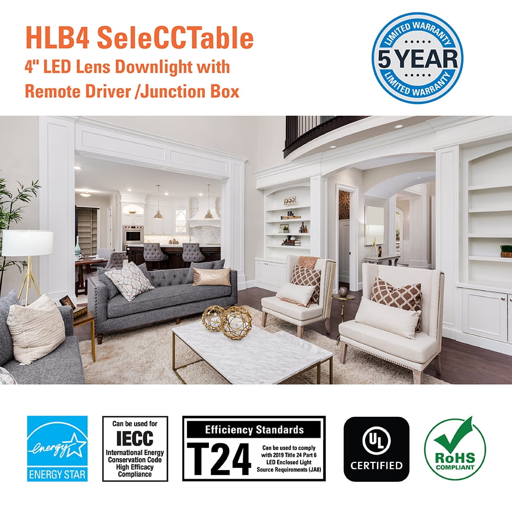 HLB 4 in. Adjustable CCT Canless IC Rated Dimmable Indoor, Outdoor Integrated LED Recessed Light Kit 6-PK