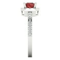 thumbnail image 3 of 0.89 ct Princess Cut Natural Garnet with Simulated Diamond Halo Accents 18K White Gold Womens Engagement Ring, 3 of 5