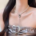 thumbnail image 4 of Fashion Trend Alloy Drawing Pearls Pendant Collarbone Chain Temperament Simple Cold Wind Adjustable Tassels Necklace, 4 of 4