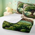 thumbnail image 4 of Homewish Vintage Nature Tree Twin Quilt Set,Mountain Landscape Twin Coverlet Set,Green Cream,Reversible,2 Pieces, 4 of 7