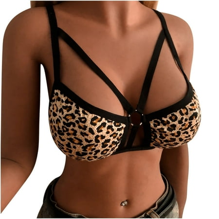 

asdoklhq Lingerie for Women Plus Size Alluring Lace Cage Bra Elastic Cage Bra Strappy Hollow Out Bra Bustier
