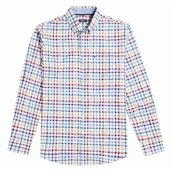 IZOD Men's Long Sleeve Button Down Shirt, Rhondodendron, Large