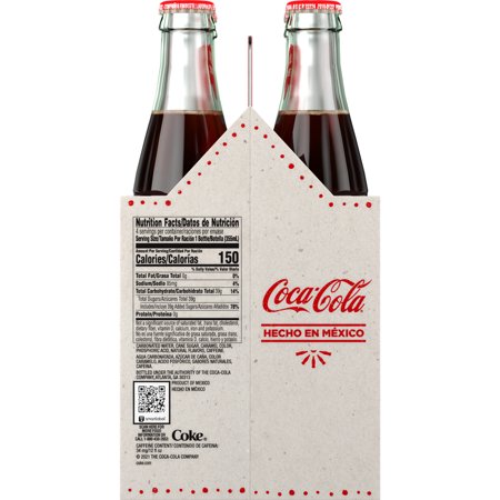 Coca-Cola de Mexico Soda Pop Glass Bottles, 355 mL, 4 Pack