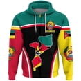 thumbnail image 2 of Sudadera con capucha y cremallera con estampado 3D de la bandera de Mozambique para hombre, ropa informal para niño, sudaderas con estampado de emblema nacional, abrigo africano, 2 of 5
