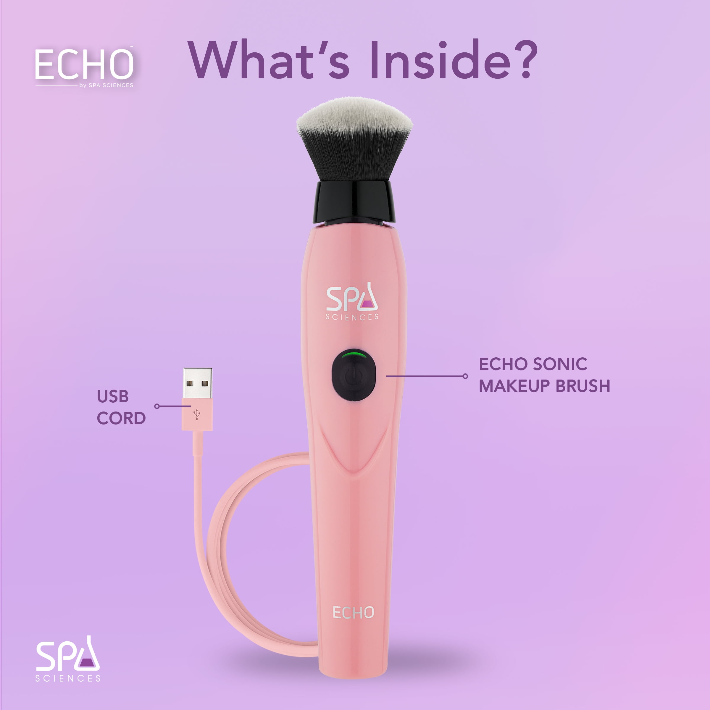 Spa Sciences ECHO, Rechargeable Sonic Makeup Brush for Airbrush Finish