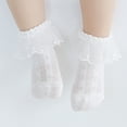 thumbnail image 4 of Laklulu 2 Pairs Baby-Girls Eyelet Frilly Lace Socks, Baby Socks Girl Summer Toddler Infant Ankle Pointelle Mesh Socks, 4 of 6
