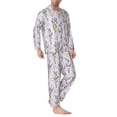 thumbnail image 2 of Fotbe Lavender Flowers Pijama de Hombre con Estampado de Manga Larga, Conjunto de 2 Piezas, Ropa de Dormir Suave y Cómoda con Bolsillos-Small, 2 of 7