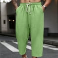 thumbnail image 2 of HOOMEUMY Mens Crinkled Gauze Pants Drawstring Elastic Waist Casual Summer Trousers Light Breathable For Beach Vacation Daily Wear, 2 of 8
