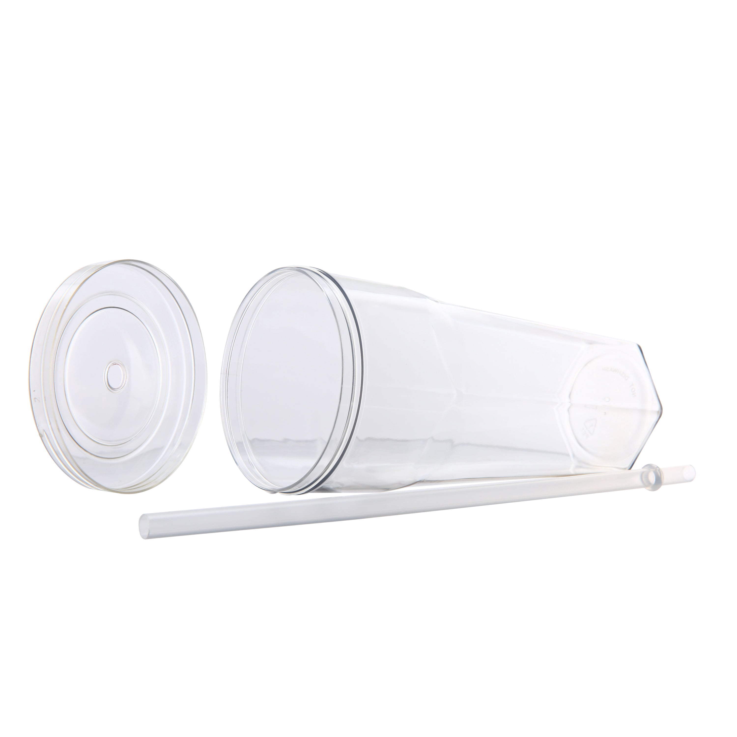 Mainstays 20oz Plastic Tumbler with Screw Top Lid and Straw, Clear