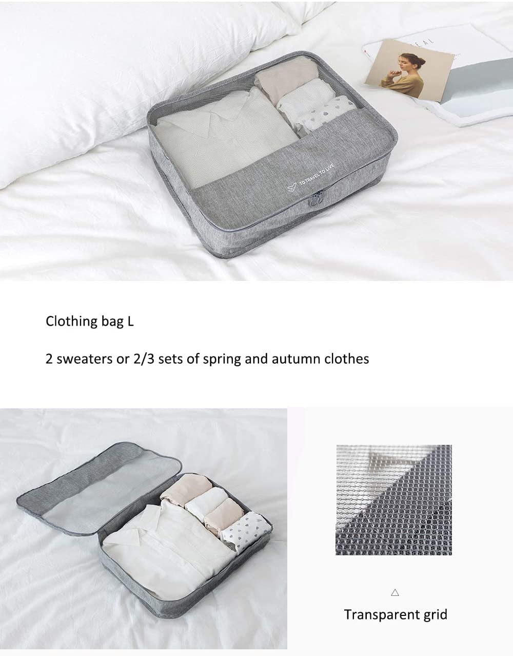 Surlong Travel Storage Bag / 7 pcs Set Luggage Organizer Packing Cubes,Compression Pouch （Black）