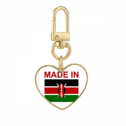 Kenya Country Love Gold Heart Keychain Metal Keyring Holder