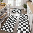 thumbnail image 2 of Black and White Checkered Pattern Kitchen Rugs Sets Of 3,Kitchen Runner Rugs Non Skid Washable,Decorative Kitchen Floor Mats for Kitchen,Sink,Laundry,17"x30"+ 17"x47" + 17"x59", 2 of 6