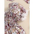 thumbnail image 6 of Bagilaanoe Newborn Baby Girl Summer Rompers Floral Print Short Puff Sleeve Bodysuits + Headband 3M 6M 9M 12M 18M Infant One Piece Jumpsuit, 6 of 7