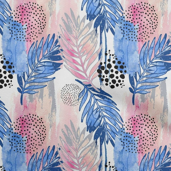 oneOone Polyester Spandex Medium Blue Fabric Leaves Craft Projects Decor Fabric Printed By The Yard 56 Inch Wide-V9