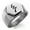 Silver, variant on Stainless Steel Reiki Raku Completion Engraved Hexagon Crest Flat Top Biker Style Polished Ring