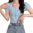 thumbnail image 4 of Camiseta corta para mujer, camiseta corta de punto, camiseta corta de punto de verano, camiseta corta de verano para mujer, materiales de la mejor calidad, 4 of 9