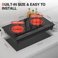 thumbnail image 3 of Electric Cooktop 2 Burners, Electric Stove Top 110v with Plug in, Knob Control Countertop & Built-in Ceramic Cooktop, 9 Power Levels, Child Lock, Timer, Over-Heat Protection, 3 of 11