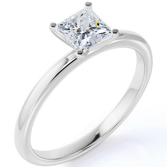 JeenMata 1.75 Carat Princess Cut Moissanite Engagement Ring - Bridal Set - Solitaire Ring - Classic Ring - 18k White Gold Over Silver