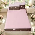 thumbnail image 4 of Manfei Classic Plaid Zipper Twin Comforter Sets with Fitted Sheet and 2 Pillowcases,Lovely Stars Zipper Bedding Set,Pink,Pink Reversible,4pcs, 4 of 8