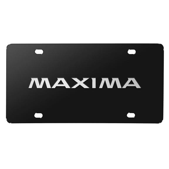 Nissan Maxima 3D Brush Metal Look Logo Black Stainless Steel License Plate