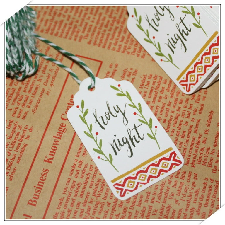 50pcs Christmas Tag, Christmas Kraft Paper Gift Tags, DIY Christmas Label Gift Tags with 33ft String, Xmas Gift Hanging Tags for Christmas Holiday