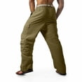 thumbnail image 2 of Ceisia Men Solid Color Multi Pocket Linen Workwear Pants Loose Wide Gift Leg Casual Trousers, 2 of 3