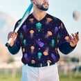 thumbnail image 5 of Hirioo Sea Jellyfish for Men's Baseball T-shirt Shirts Short Sleeve Casual Summer Button Stretch T Shirts,Size S-4XL-Medium, 5 of 7