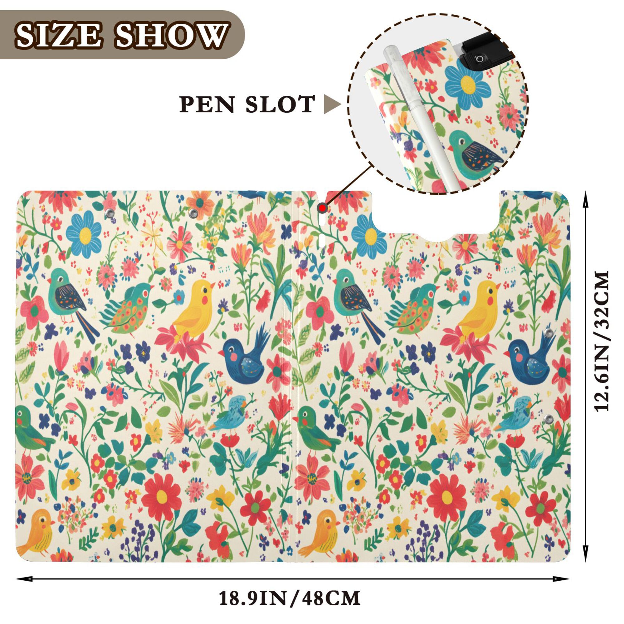FORMRS A4 Clipboard Folder with Pen Holder Horizontal Foldable School Office Binder, Cartoon Animals