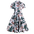 thumbnail image 1 of Floenr Sundresses for Women,Women Retro Print Short Sleeve Slim Bandage Lapel Buttons Vintage Dress, 1 of 4