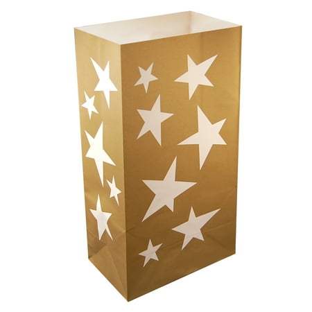 LumaBase Flame Resistant Luminaria Bags, 12 Count Stars