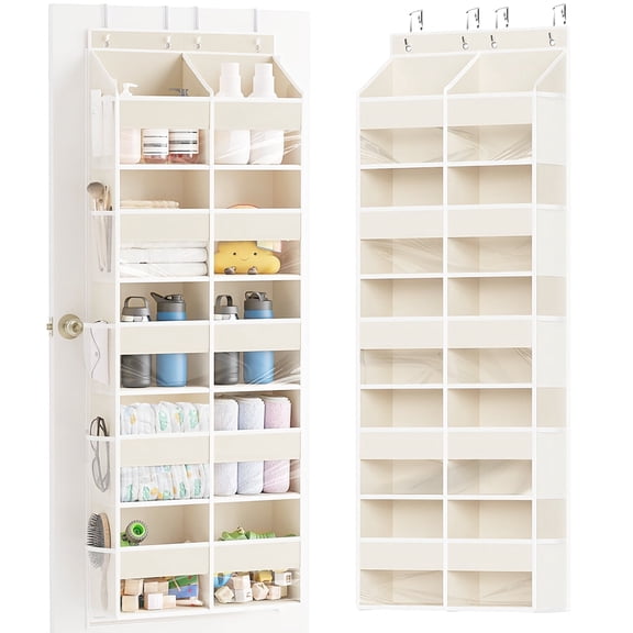 Godance Over the Door Organizer 5 Tiers, Extra Large Behind Door Storage of 10 Compartments, 80 lbs Over the Door Storage, Hanging Door Organizer for Closet, Pantry, Bedroom, Bathroom (Beige)