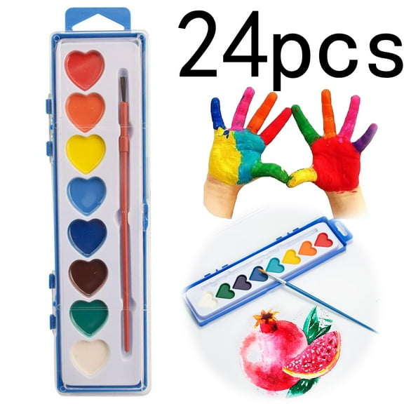 Heart Watercolors,Heart Paint Set,Heart Shaped Paint Palette,Heart Watercolor Paint Set,Class Valentine Paint Set,Heart Shaped Watercolor Paint Set,Heart Watercolor(24pcs 8.66*1.96in)from ANMUYUM