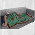 thumbnail image 6 of Bicycle Soft Flannel Fleece Throw Blanket, Design of a Bike in Desi Art Style Folkloric Framework, Cozy Plush for Indoor and Outdoor Use, 60" x 80", Green Brown Orange, by Ambesonne, 6 of 6