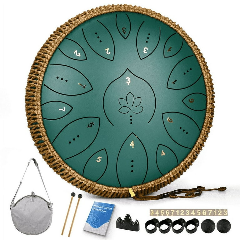 Lidguni Steel Tongue Drum 13-Inch, 15-Notes, C Major, Green photo 1