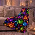 thumbnail image 6 of Colorful Halloween Pumpkin Pattern Print, Vivid And Dramatic Spooky Pattern for Colorful Halloween Enthusiasts, Halloween Gift, Cozy Flannel Blanket and Home Decor for Living Room and Bedroom, 6 of 9