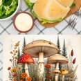 thumbnail image 3 of Joocar Mushroom Forest Design Linen Table Mats Set Of 4 For Home Kitchen Table Decor 12x18 inch, 3 of 5