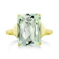thumbnail image 3 of Gem Stone King 18K Yellow Gold Plated Silver Green Prasiolite Ring for Women (6.60 Cttw, Emerald Cut Checkerboard 14X10MM, Gemstone Birthstone, Available in Size 5, 6, 7, 8, 9), 3 of 5