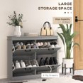 thumbnail image 4 of HOMCOM Shoe Cabinet for Entryway with Flip Drawers Adjustable Shelf Grey, 4 of 10