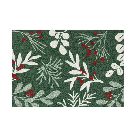 Holiday Time Green Holly 20" x 30" Accent Rug