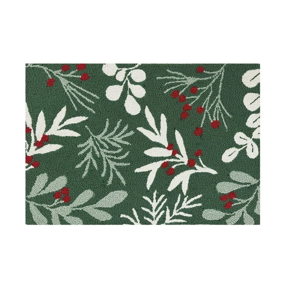 Holiday Time Green Holly 20" x 30" Accent Rug