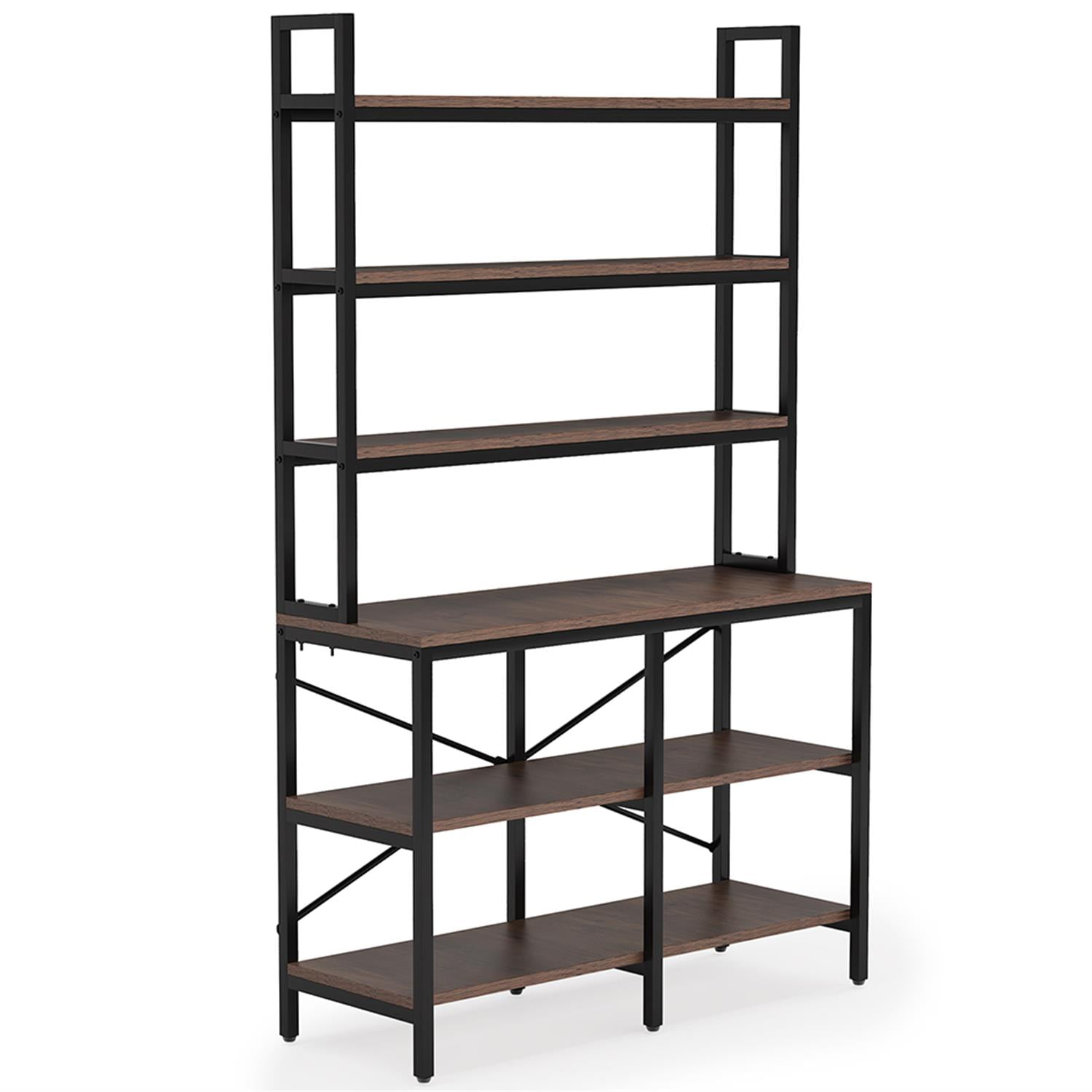 Demi Bonn 6-Tier Bookshelf, 70"dustrial Etagere Bookcase Storage Rack for Bedroom, Living Room, Brown