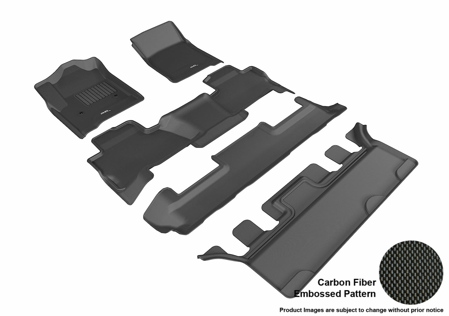 3D MAXpider 2015-2017 Chevrolet Tahoe Bucket Seating Front, Second, & Third Row Set All Weather 2017 Chevy Tahoe All Weather Floor Mats