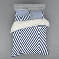 thumbnail image 1 of Ambesonne Geometric Bedding Set 4 Pcs, Triangle and Stripes, Queen, Dark Blue and White, 1 of 3
