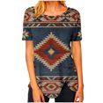 thumbnail image 1 of Blusa de manga corta con estampado de cuello redondo informal para mujer a la moda, Tops de verano OAVQHLG3B Store lin121212, 1 of 4