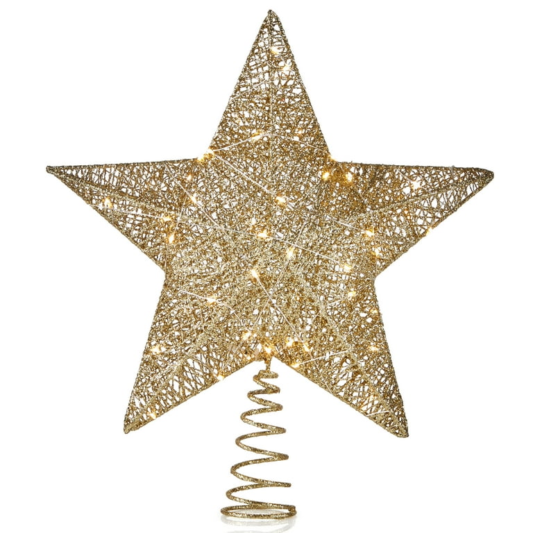 Holiday Time LED Christmas Tree Topper, Gold Star, 15 