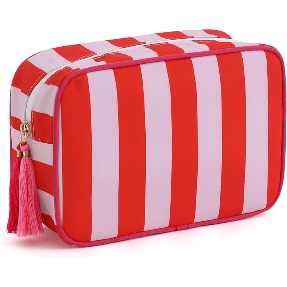 Makeup Bag Travel  Bag Organizer Tassel Toiletry Bag Large Canvas Zipper Pouch Mahjong Tile Bag